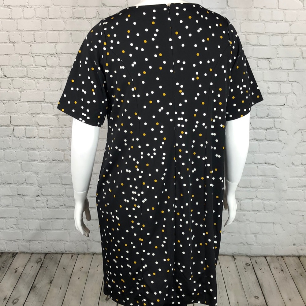 Alfani Black White & Gold Dot Midi Dress 14W & 18W - Picture 2 of 4